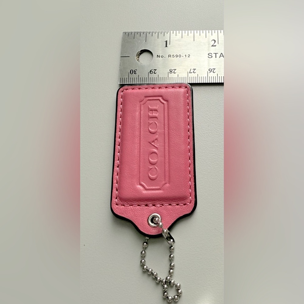 🎉Coach Pink Leather Purse Fob Hang Tag Charm - Picture 6 of 7